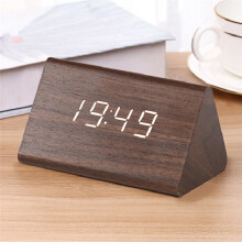 Houten Klok Multifunctionele LED Elektronische Wekker Houten Stemgestuurde Klok Digitale Stille Houten Klok,A