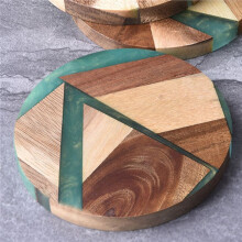 Wood and Resin Coasters Drink Coaster for Tabletop Protection Wood Coasters with Resin for Home,Office,Bar