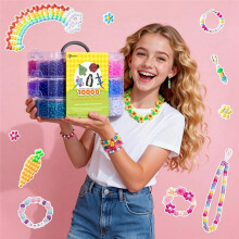 10000 Pezzi di Perline Sfuse, 30 Colori Arcobaleno Perline Kandi per Intrecciare I Capelli, Realizzare Braccialetti, Portachiavi Kandi,
