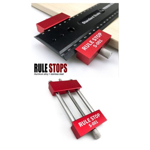 Convenient Rule Stop Woodworking Tools Steel Ruler Positioning Block Carpenter Scriber Gauge Marking Tool 1