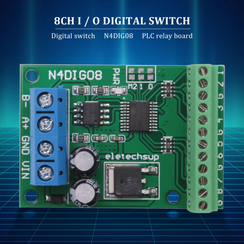 8Ch Input/Output Digital  TTL LvTTL CMOS RS485 IO Control Module Modbus Rtu Board for PLC Relay, (with Terminal) 1