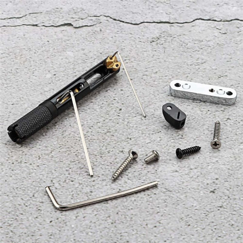 Single Set Sadel Headless Elgitarr Bridge Bakstycke med Skiftnyckel för Headless Elgitarr Svart 2