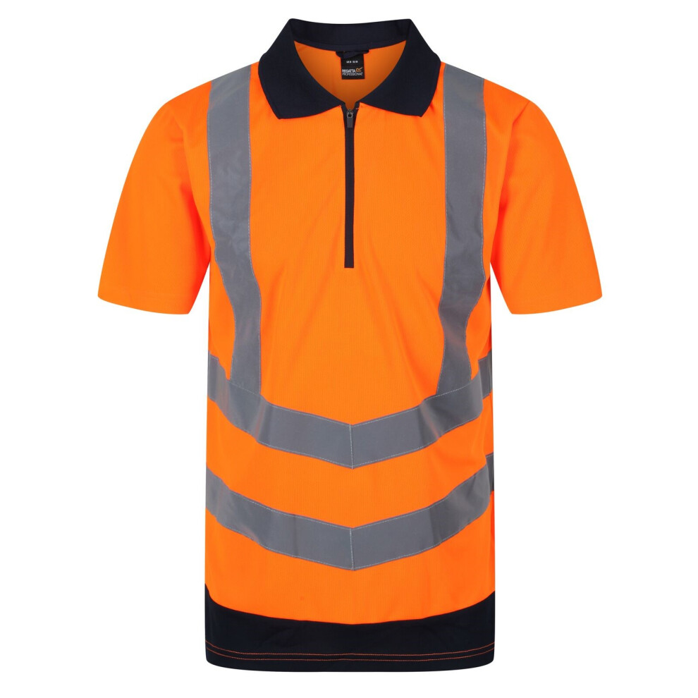 B&Q - Hi-Vis Pro Two Tone Wicking Short Sleeve Polo Shirt Orange - Image 4