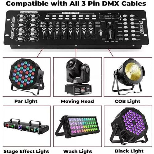 192 DMX Controller for Stage Lighting, 512 DMX Console for DJs, Lighting Control Equipment for Performances and Shows AU 2