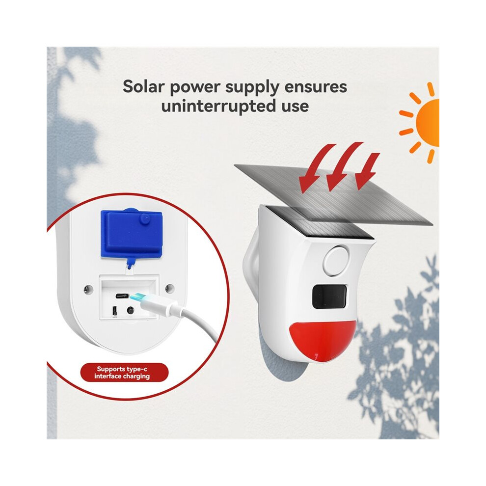 Tuya Wifi Solar Infrared Motion Sensor Alarm Pir Audible And Visual Alarm Ip65 Waterproof Home Security 4713931854975