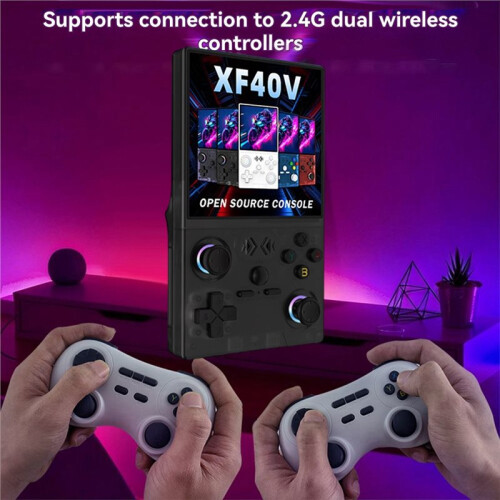 XF40V Retro Handheld Game Console 4.0 Inch IPS Screen WiFi Retro Gaming Console Linux System 128G  Arcade Black 2