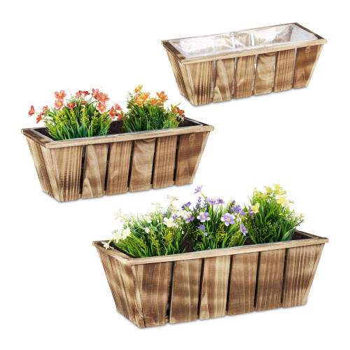 Blomsterkasse Træsæt med 3