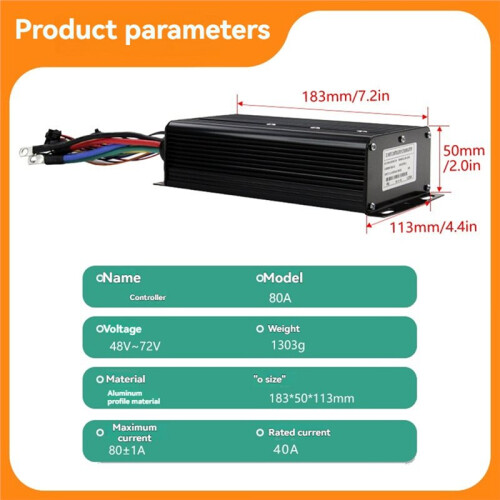 Electric Scooter Motor Controller Electric Controller 48-72V 80A Three Mode Sine Wave Square Wave Controller 2