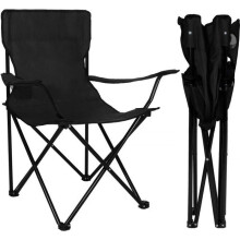 Silla de camping plegable - Springos - Negro - Poliéster 600D - Acero - Carga 100 kg