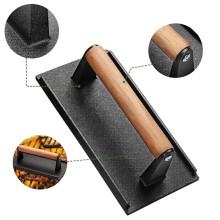 1pc Cast Iron Meat Press Round Heavy-Duty Steak Burger Press Barbecue Press for Flat Top Grill Hamburger Grinder A