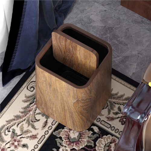 Large Wooden Texture Tra Can Bedroom Kitchen Home Use Rectangular Ape Storage Bin High 2