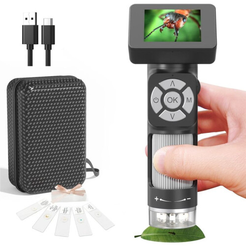 Novo Microscópio Eletrônico Digital Ampliação 500X 2 Polegadas 1080P Microscópio Biológico de Alta Definição Lupa