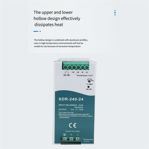 SDR-240-24 Switching Power Supply with PFC Function 150%  Load Capability DIN-Rail Switching Power Supply 2