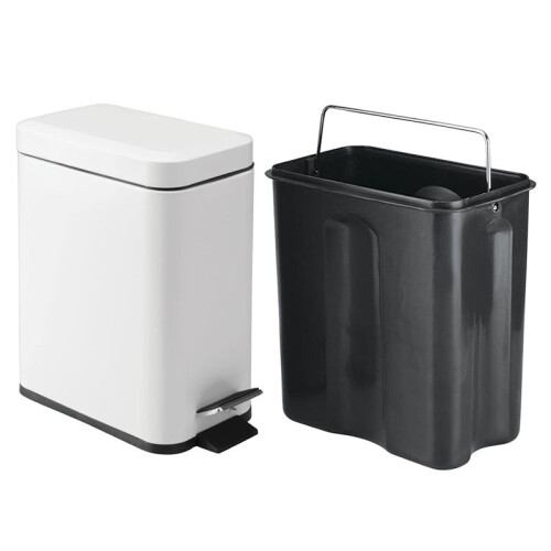 5L Lidded Step Trash Can, Compact Garbage Bin with Removable Liner Bucket and Handle for Bathroom, Kitchen, Office 2