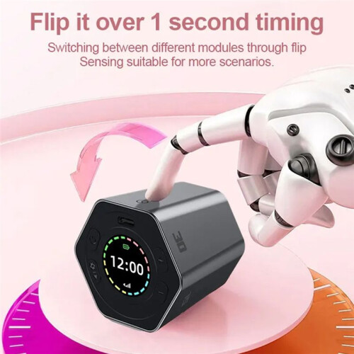 Digital Clock Timer Magnetic Timer Kitchen Hexagon Flip Timer for Studying Cooking Exercising Easy to Use Magnetic 2