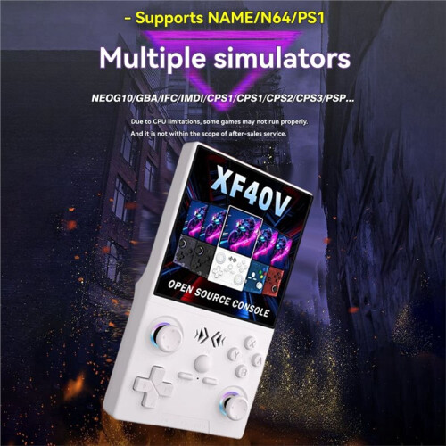 XF40V Retro Handheld Game Console 4.0Inch IPS Screen WiFi Retro Gaming Console Linux System Pocket Arcade White 2
