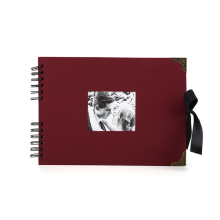 Woodside Home Living Metal Corner Scrap Book Style Photo Album 29cm x 21.5cm - Burgundy