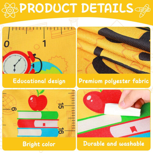 Back to School Table Runner 72x13in EyeCatching School Design Classroom Party Decoration Polyester 1