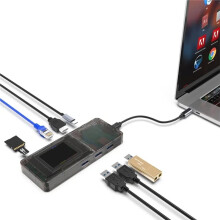Mirabox Visual Docking Station 8-in-1 Type-C Network Port Docking Station with Console Custom Button TF/ Card Reader Gifts