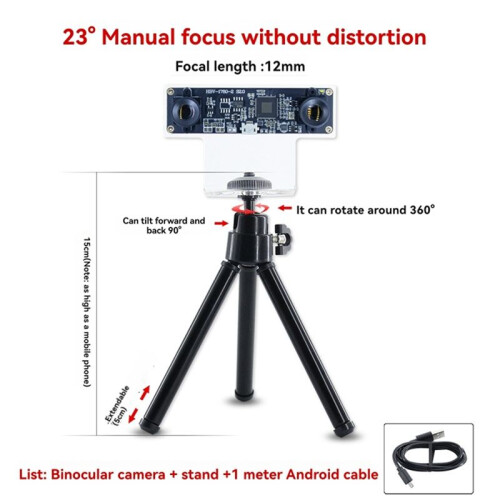 23 Degree Camera Module OV9732 1MP 12mm Dual Camera Module Manual Focus with Shell+Tripod for WinXP/7/8/10 Linux/Android