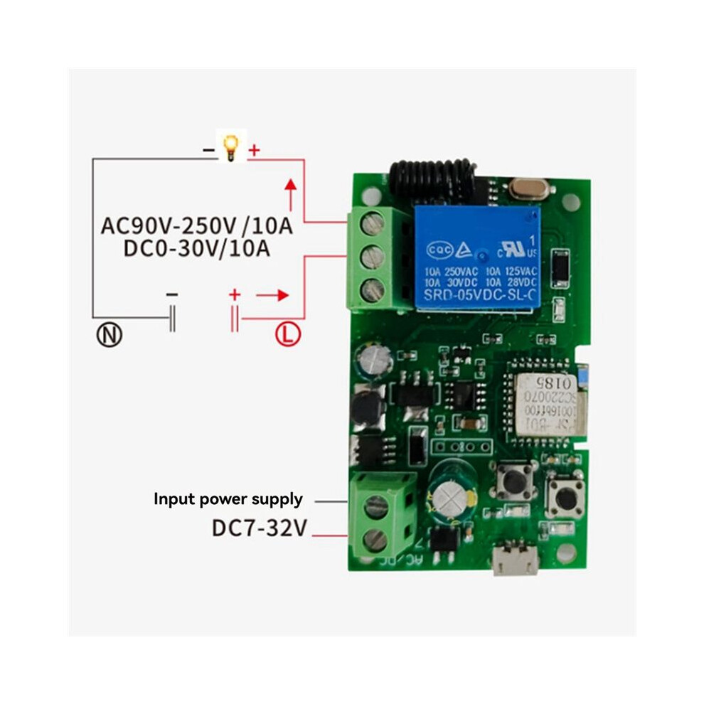 Wireless Relay Module RF Remote Voice Control Single-Channel Inching ...