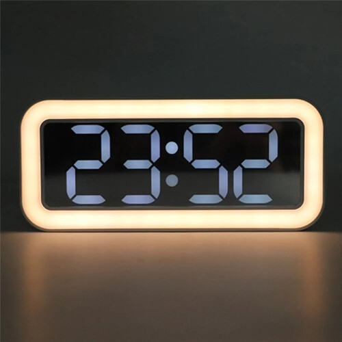 Mirror Night Light Alarm Clock Simple LED Digital Clock Student Loud Volume Bedside Clock Desktop Temperature Clock B 1