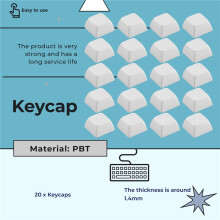 20 Key XDA Profile PBT Keycaps Mechanical Keyboard 1U 1X  Print Blank Customized Keycaps Mx Switches XDA Height,A