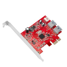 PCI-E-zu-USB-3.0-Erweiterungskartenadapter 4-PIN mit Zwei Rückseitigen USB-3.0-Anschlüssen, PCIe-Riser-Erweiterungskarte NEC720200AF
