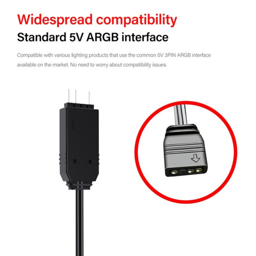 ARGB-Controller  Naar 5V 3-Pins Voeding  RGB-Controller voor Computer-CPU-Behuizing Koele Ventilator LED-Lichtradiator Wit 1