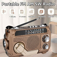 Tragbares AM/FM/SW-Radio mit Solar- und Handkurbelantrieb, Notfallradio mit USB- und TF-Kartenunterstützung, Mehrbandradio mit LED-Taschenlampen
