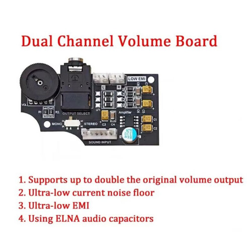 Dual Channel Volume Audio Board for  Game Gear Using ELNA Audio Capacitors, Max Double Original Volume Output