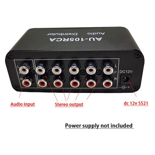 1-in-5-OUT HiFi Stereo RCA Audio Splitter /Selector Tone Controller Portable Audio Switcher Box  Distributor US Plug 1
