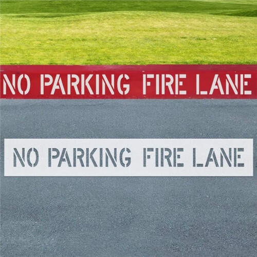 Estêncil de Silicone Reutilizável para Faixa de Incêndio "Proibido Estacionar" de 4x48 Polegadas - Altura da Letra: 4 Polegadas, para Asfalto e 1