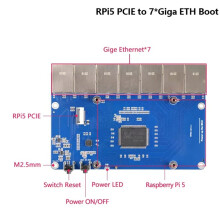 MPRG7, for Raspberry Pi 5 PCIE to 7xGiga Ethernet Board, Driver Free with RPi OS and OpenWRT, Support Ubuntu, Router A