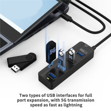 USB 3.0 Adapter Multi-Function Splitter Adapter Computer Laptop Docking Station Plug and 7 in 1 HUB Splitter Box 5G