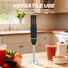 Handheld Immersion Blender with Stainless Steel Blades for Kitchen Food Mixing, Light Stick Blender,Eu Plug Black
