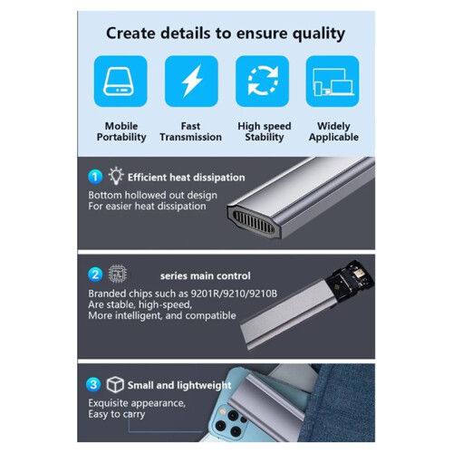 M11 Toolless M.2 SSD Harde Schijfbehuizing NVME/NGFF 10 Gbp Type-C 3.1 Solid State Drive-Behuizing voor Opslaguitbreiding 2
