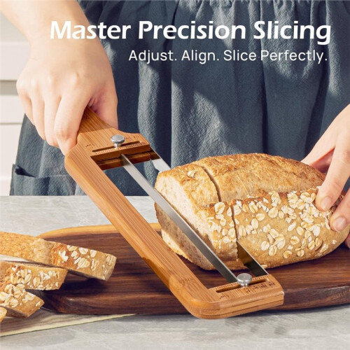 Adjustable Bread Slicer for Homemade Bread - Manual Sourdough Bread Knife with Thickness Guide, Bread Bow Cutter 2