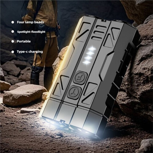 Aluminum Alloy High-Performance EDC Multi-Function Flashlight Portable Dual  4 LED Beads Power Display 2
