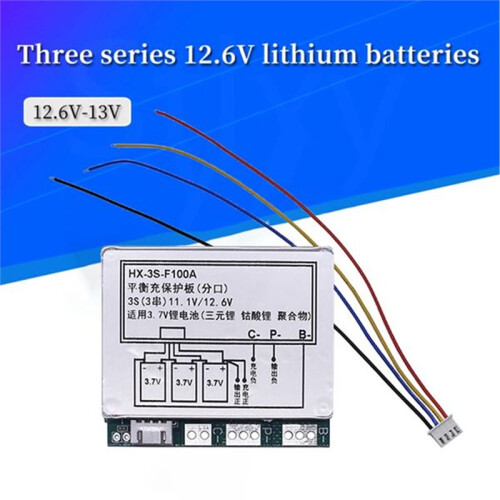 3S 12.6V 100A Li-Ion Lithium Battery Protection Board Module 3 Cells 11.1V Polymer PCB BMS Balance Function Charge 2