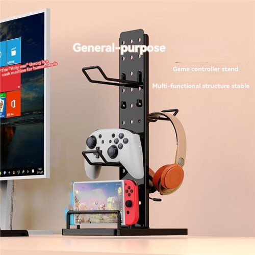 Gaming Controller Storage Rack Organizer Controller & Headset Holder Removable Gaming Controller Storage Stand Black 1