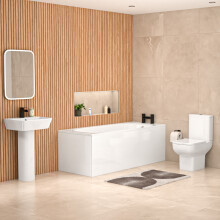 Nes Home White 500mm Square Modern Full Pedestal Basin Toilet Bath & Front Panel