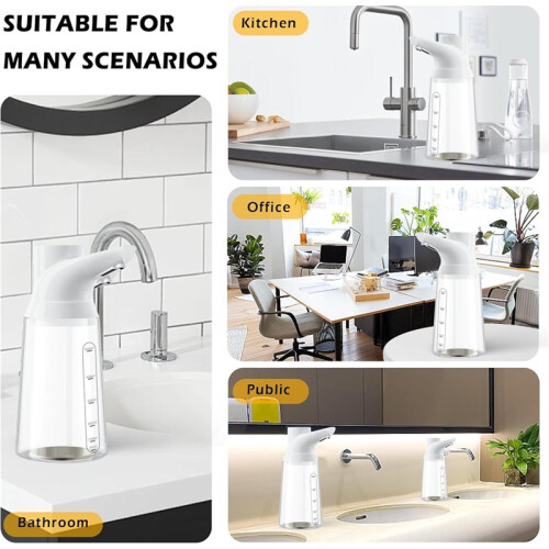 Touchless Automatic Soap Dispenser USB Rechargeable Adjustable 4-Level Sensor Pump for Kitchen Bathroom White 1