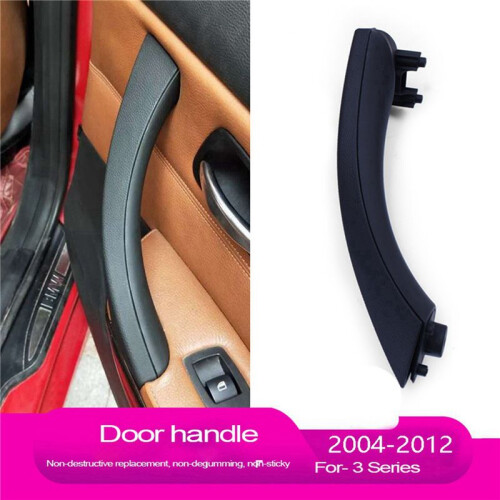 2X Car Right Interior Door Pull Handle with Cover Trim Replacement for- 3 Series E90 E91 E92 2004-2012 Black 2