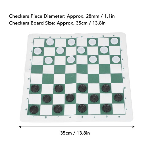 Jeu de dames en cuir PU vert, plateau pliable de 35 cm 1
