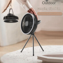 10000mAh Camping Fan Rechargeable Desktop Portable Air Circulator Wireless Ceiling Electric Fan with Power Tripod White