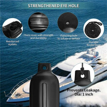 Boat Fenders 8 Pack 4.5X16 Inch Inflatable Ribbed Marine Boat with Lines 6.5 Ft Needles and Pump