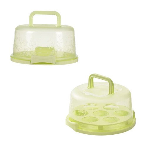 Cake Transport Box with Lid and Handle Cake Box Cup Cake Container with Handle Cake Transport Container Green