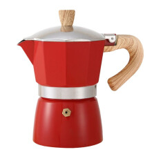 European Style Wood Grain Handle Coffee Pot Turkish Coffee Utensils Portable Coffee Brewing Tools Red