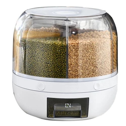 360 Rotating Grain Dispenser Grain Storage Box Transparent Sealed Jar Circular Kitchen Rice 1